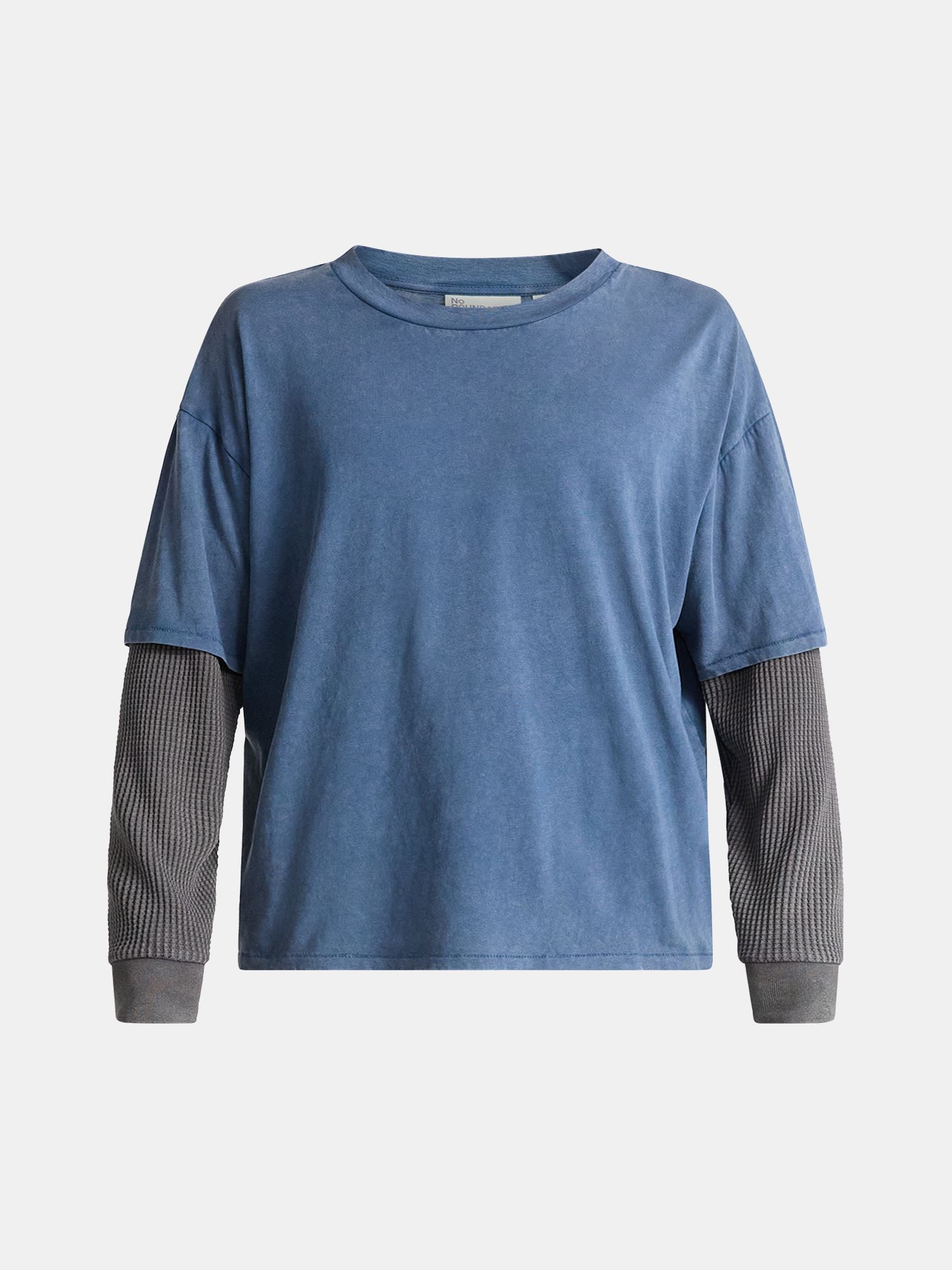 No Boundaries Cotton Washed Tee with Layered Long Sleeves, Men's & Big Men's