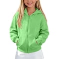 thumbnail image 5 of NAISIBABY Girls' Fleece-Lined Hooded Zip-Up Sweatshirt – Solid Color Long Sleeve Casual Jacket Mint Green Size 9, 5 of 9