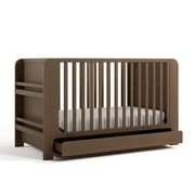 Graco Read-with-Me 4-in-1 Convertible Crib with Drawer and Removable Bookshelves, Hazelnut