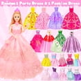 thumbnail image 2 of ZITA ELEMENT 78 Pcs 11.5 Inch Doll Pink Convertible Car Playset, Dress up for Kids Including 11.5 in Girl Doll, Toy Car, 1 Fancy Dress, 3 Regular Dress, 1 Fashion Dress, 71 Accessories, 2 of 7