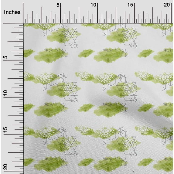 oneOone Georgette Viscose Light Green Fabric Geometric & Mandala Watercolor Quilting Supplies Print Sewing Fabric By The Yard 42 Inch Wide