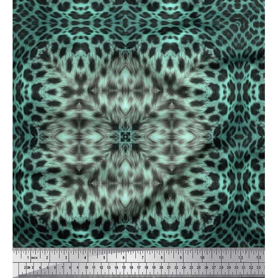 Soimoi Cotton Duck Fabric Leopard Animal Skin Printed Fabric 1 Yard 42 Inch Wide