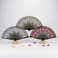 thumbnail image 3 of Byfri 6 Pack Glitter Floral Folding Hand Fans Chinese Vintage Sparkle Handheld Fans for Weddings Dance 42x24cm, 3 of 7