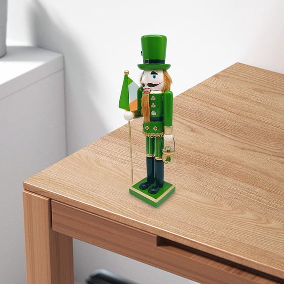 Worgeous Irish Nutcracker Ornament Wooden Shamrock Nutcracker St. Patrick's Day Hanging Decoration Nutcracker Soldier