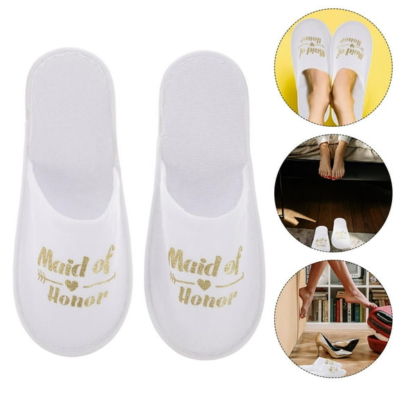 MIPCASE 3 Pairs Disposable Shoe Slippers Golden Plastic Rattan for Women Pajama Party