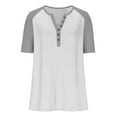 thumbnail image 6 of Timegard Womens Summer Tops Drop Shoulder Button Notch V Neck Shirts Casual Color Block Comfy Blouse, 6 of 8