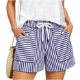 thumbnail image 3 of Sentmoon Running Shorts Women Drawstring Elastic Waist Beach Shorts Stretchy Solid Color Regular Fit Womens Bermuda Shorts with Pockets Trendy for Plus Size Beach and Holiday S-2XL, 3 of 6
