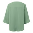 thumbnail image 4 of HNMKIU Casual Women's Tops Asymmetric Hem Lightweight 3/4 Sleeve Shirt Loose Fit V Neck Blouse for Summer Wear Z02_Green,L, 4 of 5