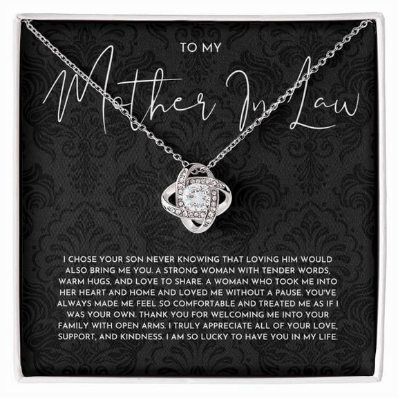 Mother In Law Gift (I Chose Your Son) Love Knot Necklace - Black Lace Collection Standard Box