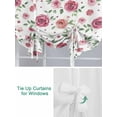 thumbnail image 3 of Pink Flowers Tie Up Curtains for Windows 54 Inch Length Balloon Curtains Kitchen Adjustable Balloon Window Shade Simple Romantic Botanical Floral Leaves Tie Up Valance Bathroom Curtain Window 42"x54", 3 of 6