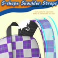 thumbnail image 5 of Purple and White Checkered Pattern 17" School Backpacks for Teens,Waterproof Oxford Fabric,S-Shape Padded Straps for School,Travel,Hiking,Camping, 5 of 6