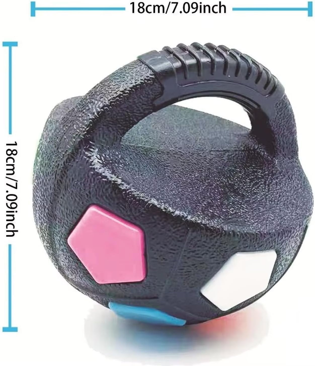 The Mellow Dog Calming Ball with Handle, Pet Dog Football Shape Toy, Rubber, Squeaky, Suitable, Interactive Pet Toy, for Medium Large Breeds, Training & Outdoor Games