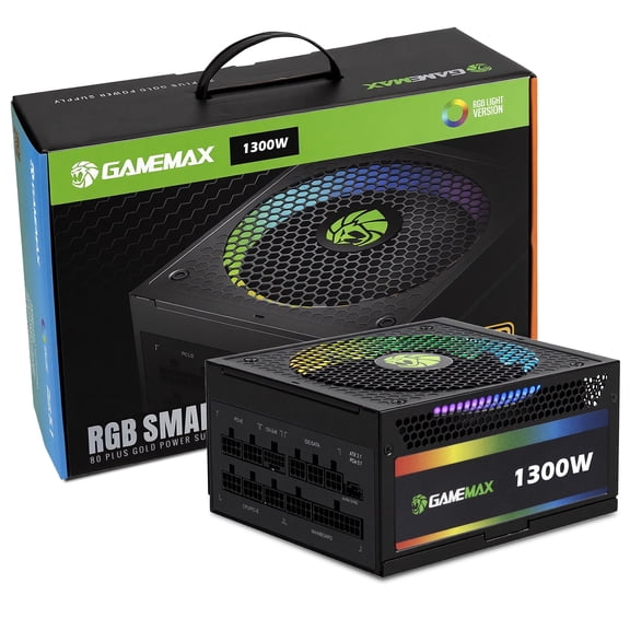 GAMEMAX 1300W Power Supply, ATX 3.0 & PCIE 5.0 Ready, 80+ Platinum Certified, 100% Japanese Capacitors, Fully Modular PSU (RGB-1300-PRO-BLACK)