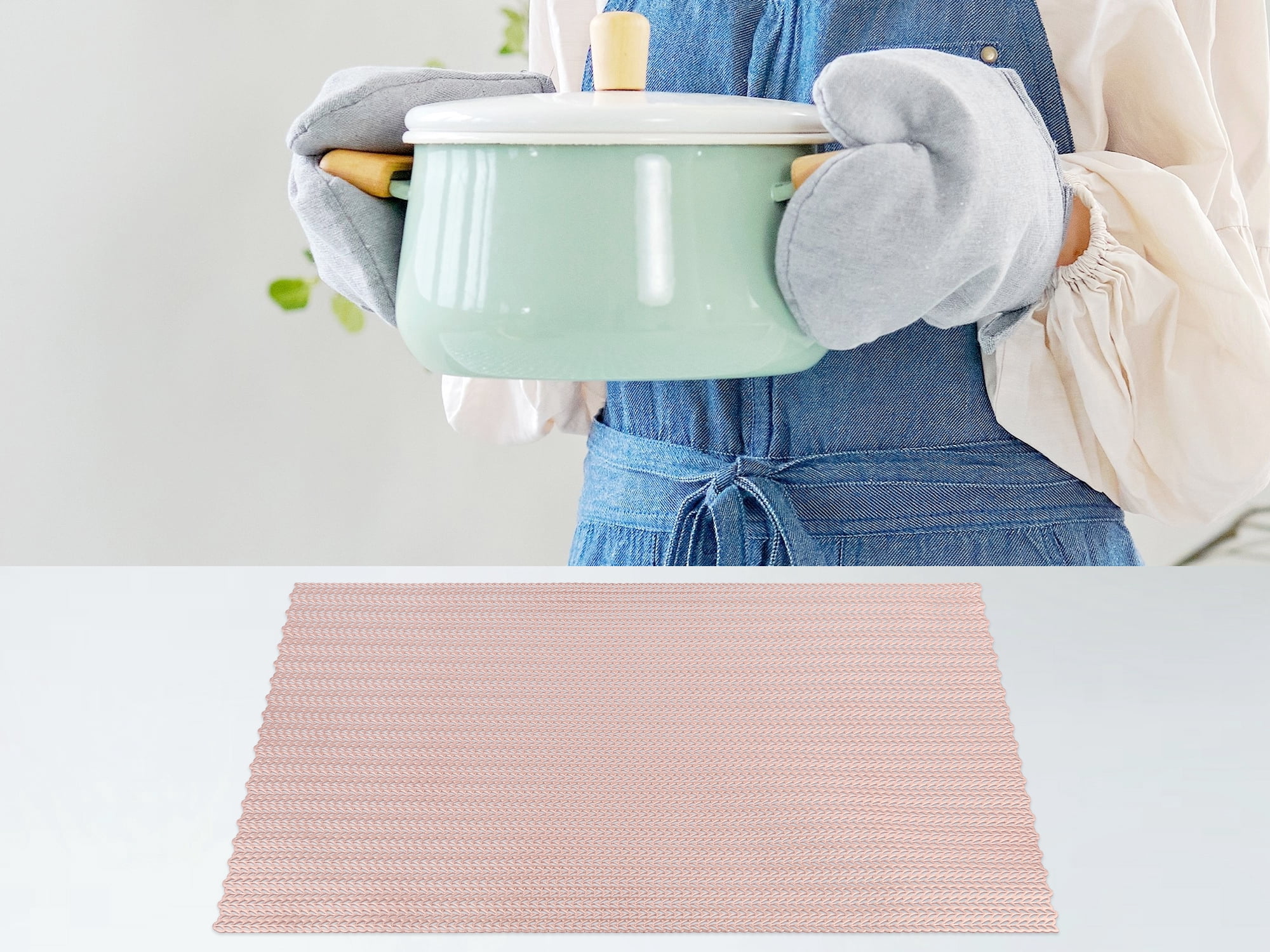 Unique Bargains Farmhouse Placemats Set of 8 for Dining Table Decor Rose Gold 18x12in