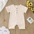 thumbnail image 2 of Otqutp Toddler Beach Clothing Girls Boys Short Sleeve Solid Colour Romper Bodysuits Summer Button Jumpsuit 0 to 12 Months, 2 of 4