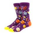 thumbnail image 1 of Purple Outer Space Socks With Planets (Adult Large - Men's Shoe Sizes 8-12) from the Sock Panda, 1 of 4