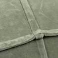 thumbnail image 4 of Creative Co-Op Square Cotton Velvet Pouf with Piped Detail, Sage Green, 4 of 9