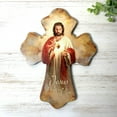 thumbnail image 2 of Glow Decor 8" Brown and Red Sacred Heart Biblical Quoted Wall Cross, 2 of 4