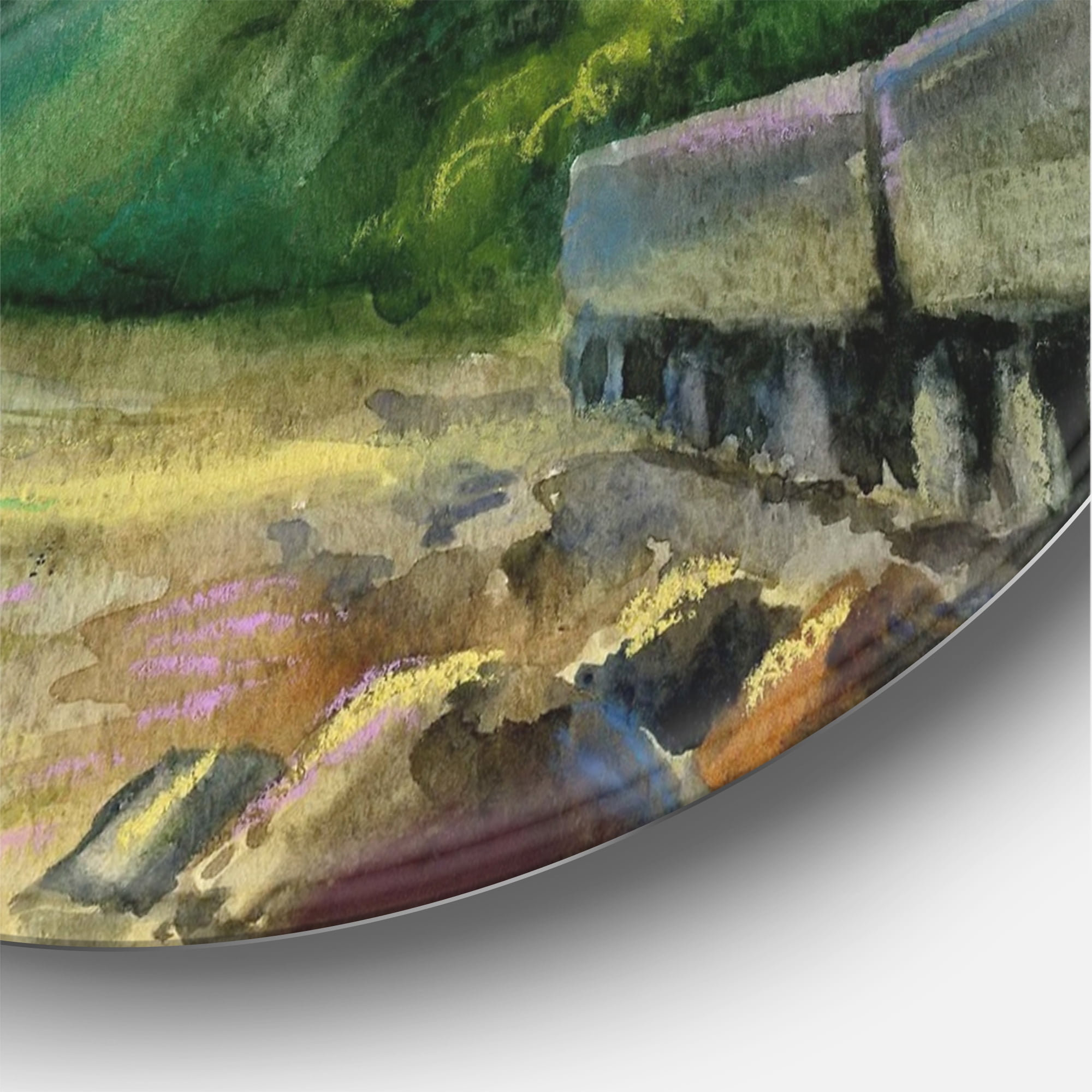 Designart 'Green Coast of The Baltic Sea' Nautical & Coastal Circle Metal Wall Art 23x23 - Disc of 23
