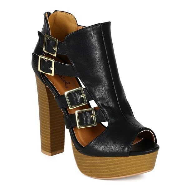 low heel platform booties