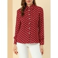 thumbnail image 5 of Allegra K Women's Polka Dots Button Down Puff Long Sleeve 1950s Vintage Shirt, 5 of 6