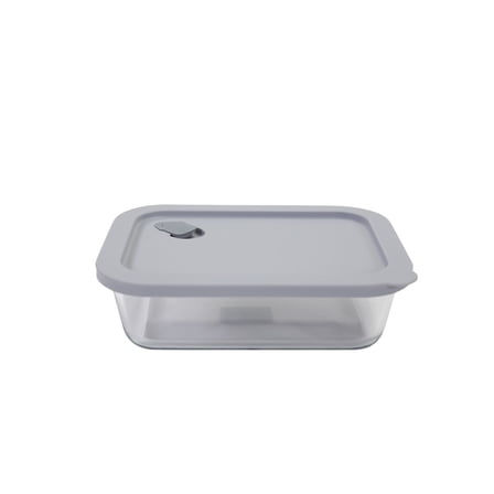 Click Clack 1 Quart Cook  Rectangular Heatproof Glass Container | Grey