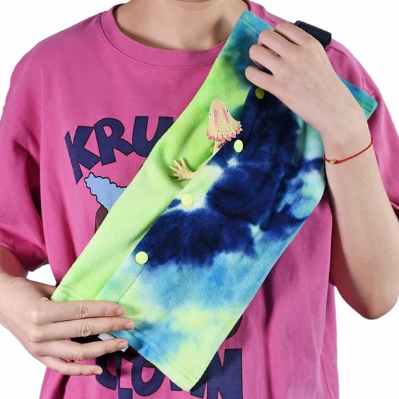 Small Animal Sling Carrier, Bearded Dragon and Lizard Reptile Carrier With Adjustable Strap (Blue-Green)