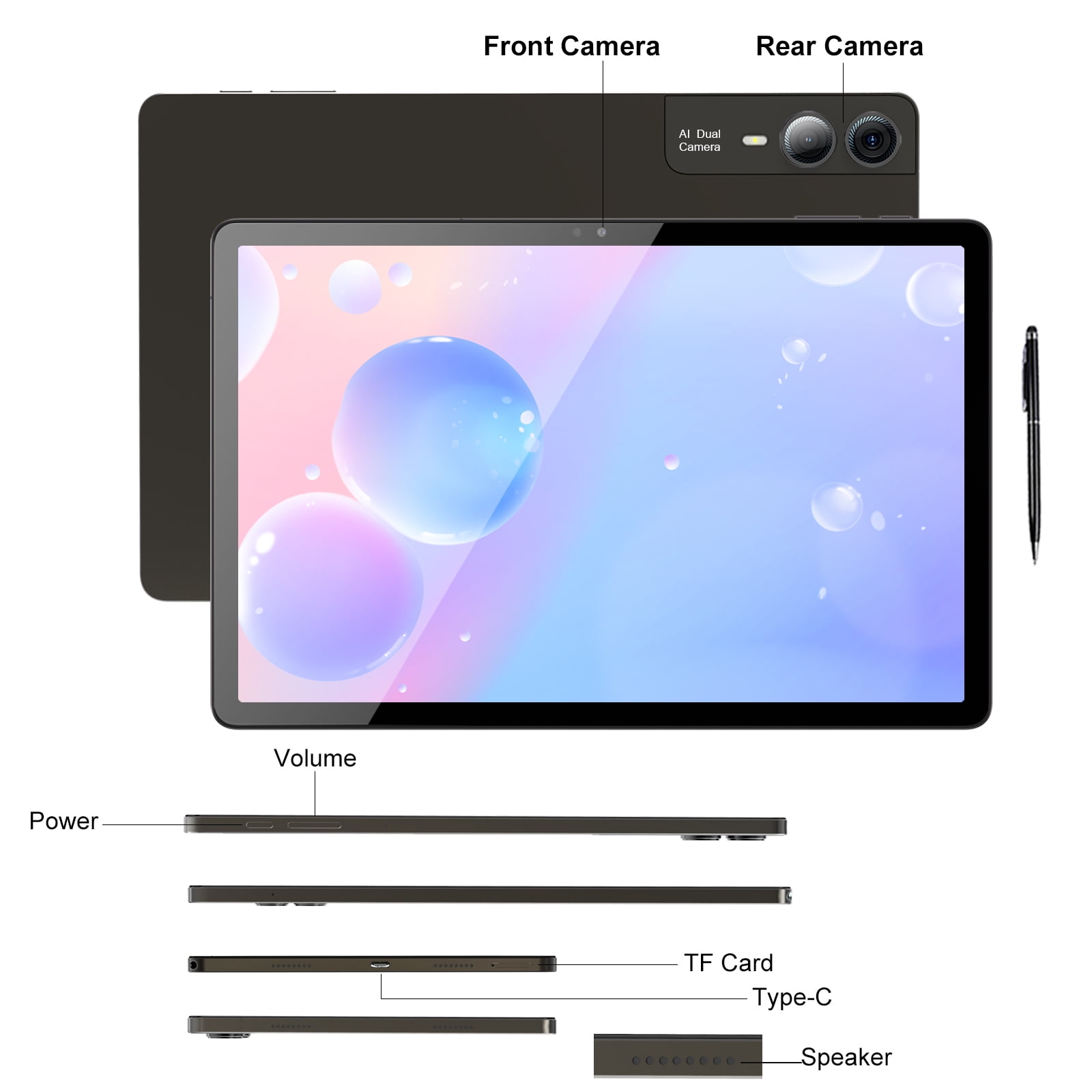 2026 Newest 11 inch Android 14 Tablet, 18GB RAM, 128GB ROM,2K Display, Octa-Core ,13MP+5MP+5MP Camera, Quad Stereo Speakers