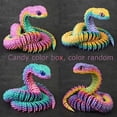 thumbnail image 2 of 3D Printed Snake Toys 3D Printed Animals Snake Pet Movable Joint Fidget Toys， 3D Printed Animals Toy Adults Fidget Toys，3D Printed Fidget Toys for Home Office Decor (24.4‘ Candy), 2 of 6