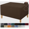 thumbnail image 1 of GHSDFBB Super Stretch Rectangle Ottoman Slipcover Oversized Soft Spandex Jacquard Small Ottoman Covers Square Footstool Slipcover Storage with Elastic Bottom for Living Room (Small, Dark Coffee), 1 of 7