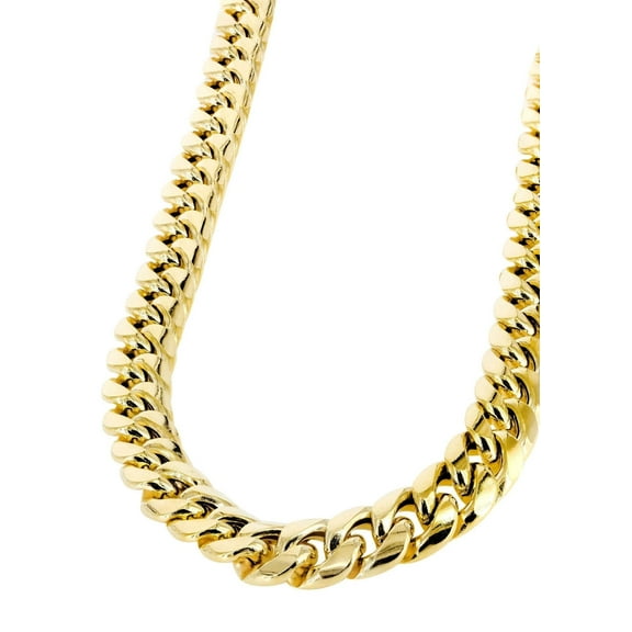 Gold Chain - Womens Semi Solid Miami Cuban Link Chain 10K/14K Gold