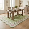 thumbnail image 3 of Kzaei 5'x7' Floral Scalloped Area Rug for Living Room, Washable Soft Rug with Non-Slip Backing, Large Floral Vintage Distress Print Pattern Carpet, Green, 3 of 6