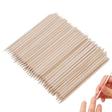 Omeite 100pcs Orange Wood Nail Art Sticks