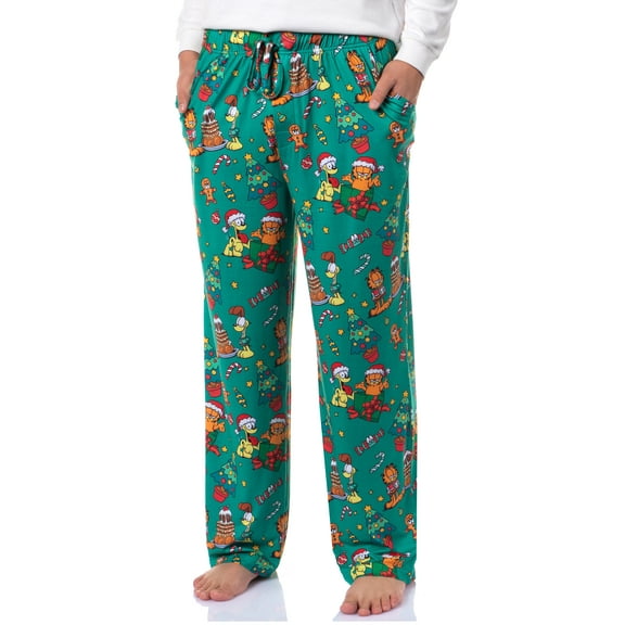Garfield Comic Men's Christmas Sleep Tossed Print Pajama Pants For Adults