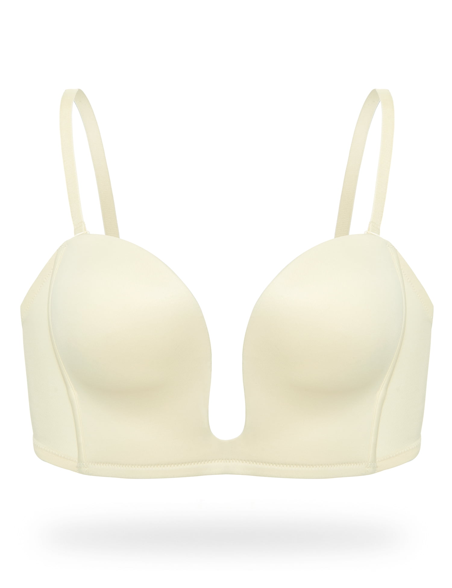 Buy DEMILI Women's Convertible Deep V Bras Push Up Padded Low Cut Multiway  Underwire Plunge Bra with Clear Strap White, Clear, 38C at
