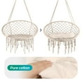 thumbnail image 4 of Hammock Chair, Handmade Knitted Hanging Chair with Medium Cushion, Hanging Cotton Rope Hammock Swing Chair for Indoor/Outdoor Home Bedroom, Yard, Patio, 4 of 7