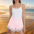 thumbnail image 2 of Uobin Women High Waist Shorts Lace Drawstring Shorts Casual Summer Beach Bottoms Athletic Short, 2 of 4