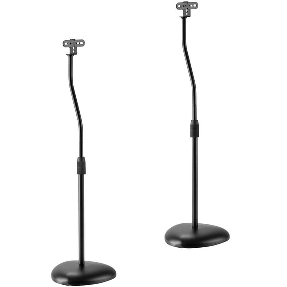 Mount-It! Height Adjustable Speaker Floor Stands, Black, (2 Count)