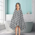 thumbnail image 6 of Gray Geometric Quatrefoil Pattern Hooded Bath Towel，50"x30" for Ages 3 To 12 Kids, Quick Dry Lightweight Soft Microfiber Hood Beach Towel Cover Up for Kids, 6 of 7