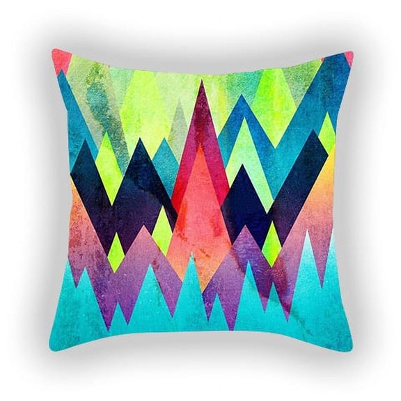 New Colorful Abstract Geometric Printing Peach Leather Pillow Cover Pillow Cover Sofa Home Cushion Cover 45cm*45cm
