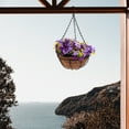 thumbnail image 3 of Lanytaeo Outdoor Artificial Hanging Flower Basket Fake Potted Plant Faux Flower Arrangement For Garden Balcony Patio Home Porch Outdoors Summer Purple, 3 of 8