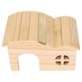 thumbnail image 4 of Casa de madera para hámster, resistente a mordeduras, sin fondo, cabaña de bambú para hámsteres, osos dorados, pequeños animales., 4 of 14