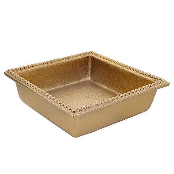 Servette Home Gold Napkin Holder Beaded Edge Metal Flat Napkin Box -Beverage Cocktail