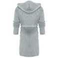 thumbnail image 3 of UQJfacai Women Fleece Hooded Robe Short Cozy Plush Bathrobe Plus Size Soft Warm Winter Long Sleeve Spa Robes with Pockets S-5XL, 3 of 4