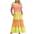 thumbnail image 2 of Wycnly Summer Dresses for Women Maxi Dress for Women Flowy Pleated Ruffle Swing Loose Tunic Pocket Long Dresses Women Vintage Tie-Dye Round Neck Short Sleeve Maxi Dresses, 2 of 6