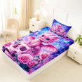 thumbnail image 4 of Homewish Kawaii Dragon Skull Floral Twin Sheets for Girls, Pink Star Magical Halloween Bedding, 3pcs, 1 Flat Sheet, 1 Fitted Sheet and 1 Pillowcase, 4 of 5