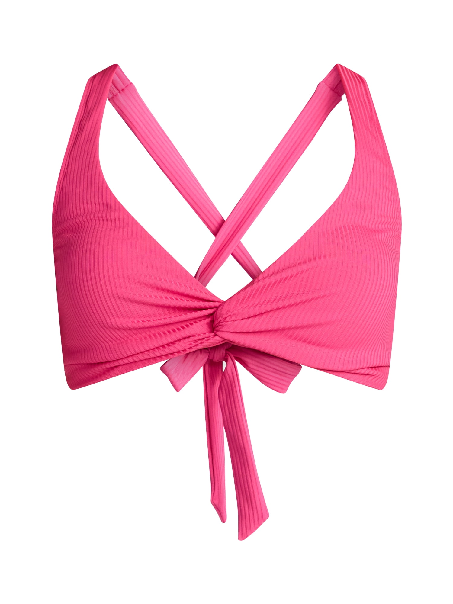 Time and Tru Women's and Women's Plus Ribbed Twist Front Bikini Top, Sizes XS-2X
