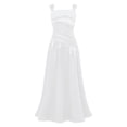 thumbnail image 5 of Yartina Junior Bridesmaid for Teens Ruched Long Maxi A Line Split Satin Flower Girl Formal Gown for Wedding White 10, 5 of 7