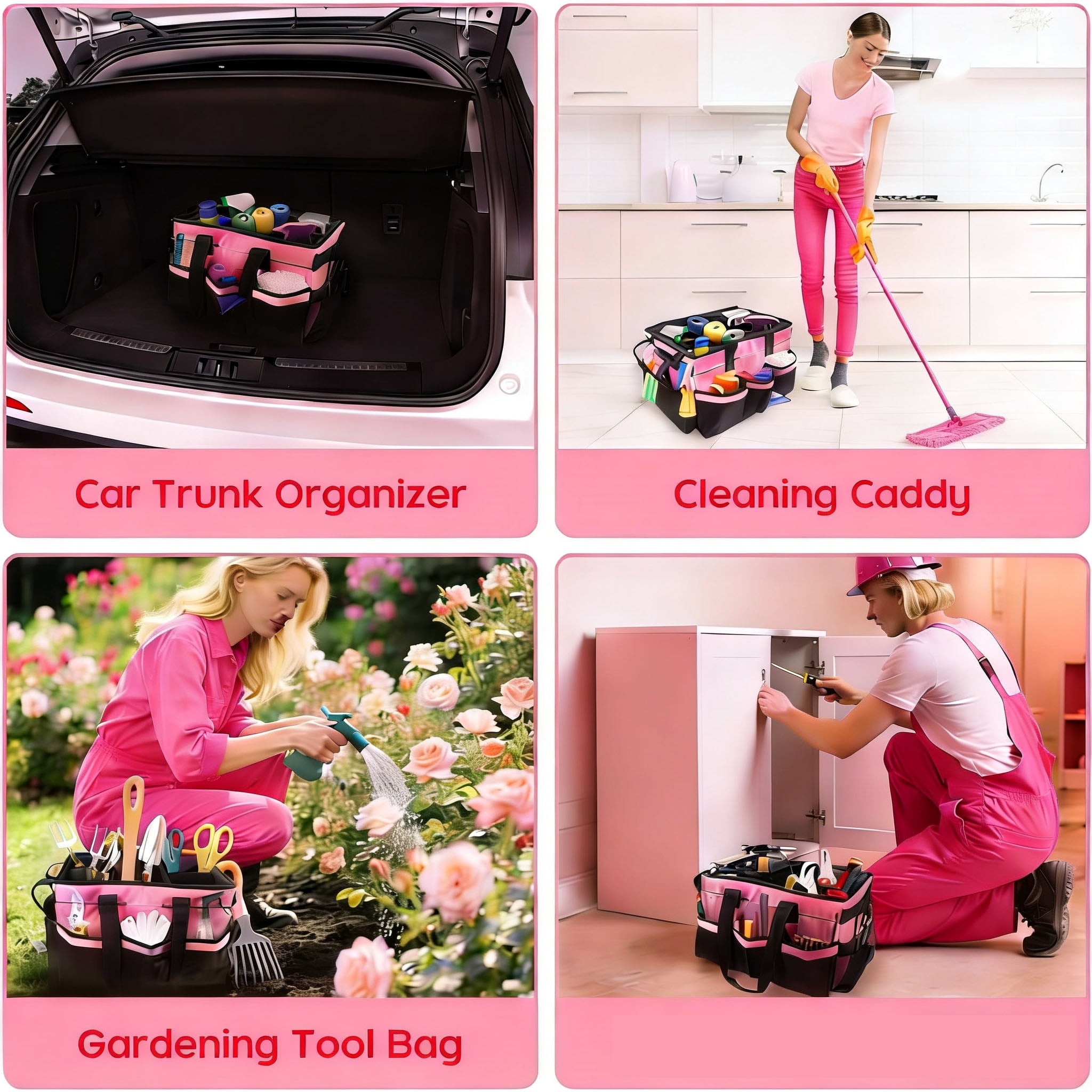 LANGSONGHONG Large Cleaning Caddy Bag, with Multi Pockets, for Car Accessories, Cleaners, Under Sink and Housekeeper