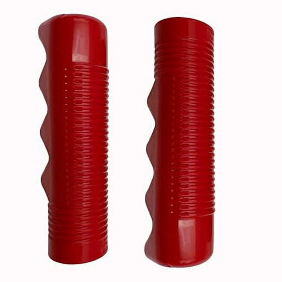 Finger Nub Non-Slip Classic Ribbed Grips for 1" Handle Bar, Red - 1 Pair